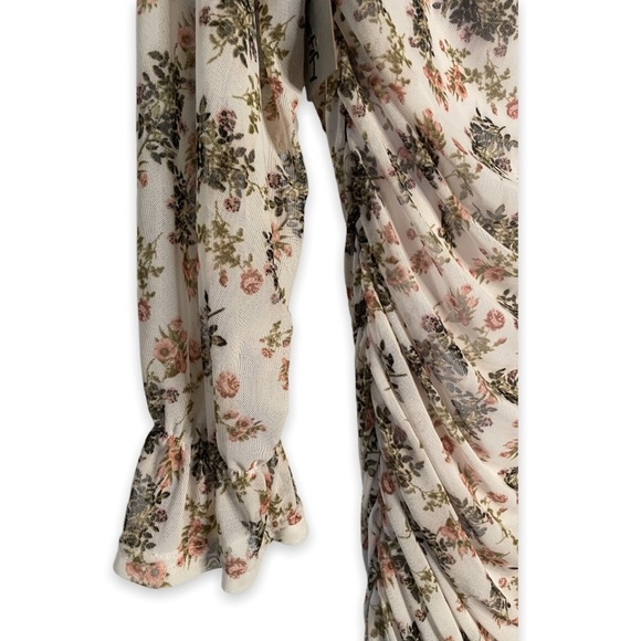 Floral Bodycon Dress Mesh Ruched Occasion Sundress Form Fitting XL - Picture 3 of 9